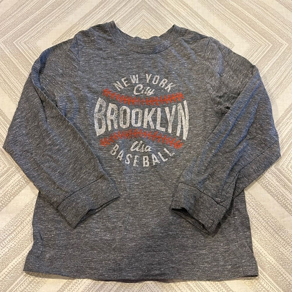 Retro Brand Boys ‘NY City Brooklyn USA Baseball’ L/S Grey Shirt